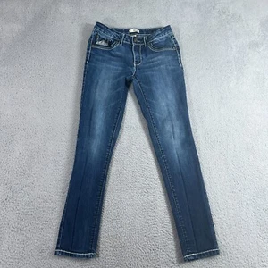 Mudd Juniors Jeans Size 14 Mid Rise Skinny Leg Blue Denim Button Stretch - Picture 1 of 10