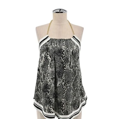 Top EXPRESS para mujer talla XS sin mangas halter piel de serpiente estampado de rayas lazo trasero Foto 1 de 4