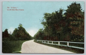 Postal sin publicar Lowell Mass Auto Race The S-Curve Merrimack Valley Course 1908 - Imagen 1 de 2