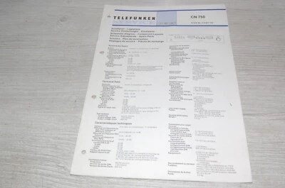 TELEFUNKEN SERVICEANLEITUNG für CN750 HIGH COM von 1983 - Bild 1 von 4