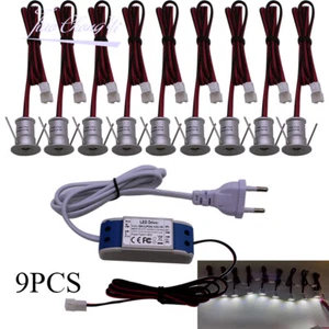 1W Mini LED Cabinet Downlight Recessed Spot light Ceiling Lamp DC12V 9PCS Kit - Picture 1 of 15