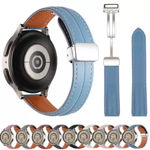 Leather Band Strap for Samsung Watch4 5 Pro 45 44 40 Classic 42 46 mm Active 1 2 - Picture 1 of 32