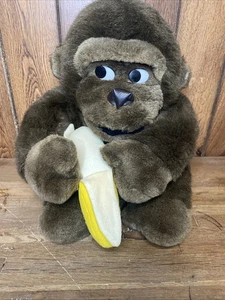 1989 Embrace Plüsch Gorilla mit Banane 12 Zoll Seitenauge ~ superweich ohne Etikett - Bild 1 von 5