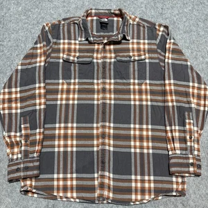 Camicia North Face uomo grande marrone grigio quadri flanella bottoni outdoor lavoro - Foto 1 di 9