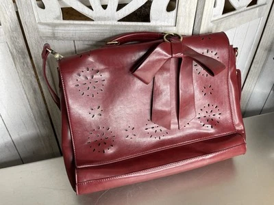 Maletín Ecosusi Borgoña Bolso para Laptop Rojo Floral Mensajero Cuero Vegano Foto 1 de 4