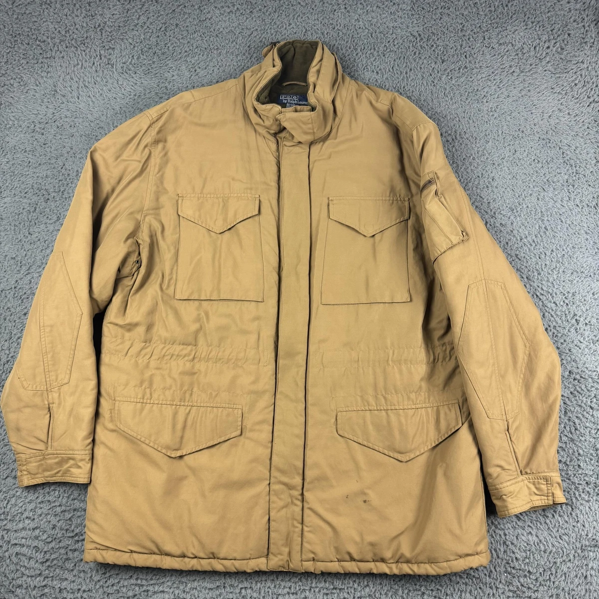 Polo Ralph Lauren Jacket Mens 2XL Khaki M-65 Field Zip Quilted