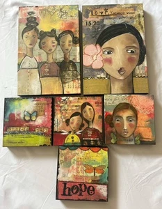 Kelly Rae Roberts Box Picture Set Positivity Women Motivational Art 6 Blocks - Picture 1 of 7