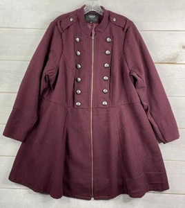 Torrid Coat Sz 3 3X Zip Up Military Style Jacket Winetasting Burgundy Lined - Picture 1 of 13