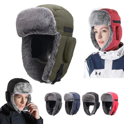 Winter Hat with Ear Flaps Russian Ushanka Aviator Warm Cold Hat for Ski Hunting - Image 1 of 4