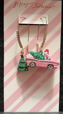 NWT 2025 Christmas Betsey Johnson Santa Truck & Reindeer Earrings. - Image 1 of 4