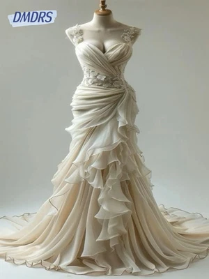 Vestido de novia de sirena apliques elegantes vestido de novia para novia elegante nupcial Foto 1 de 4