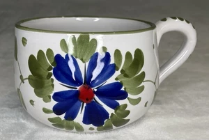 Italienische handbemalte Keramik Schale übergroße Tasse Suppentasse blau Blumen FF 860/70 - Bild 1 von 4