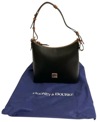 Bolso antipolvo Dooney & Bourke Wexford Hobo cuero negro borde tostado forro rojo nuevo sin etiquetas Foto 1 de 4