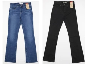 Pantalones de mezclilla para mujer Levi's 315 modeladores Bootcut azul negro elástico 27-32, 32" entrepierna - Imagen 1 de 21