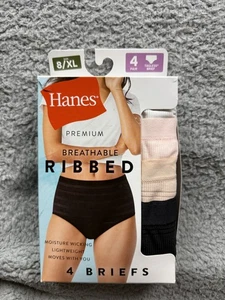 Hanes gerippte Slips Damen XL 8 atmungsaktiv leichte Unterwäsche 4er Pack Neu - Bild 1 von 3