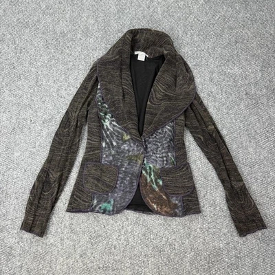 Alberto Makali Jacket Womens Medium Purple Brown Shawl Collar Snap Front Knit - Image 1 of 4