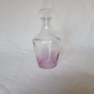 French Purple Lavendar Ombre Decanter With Stopper Iridescent Glass Bottle - Picture 1 of 13