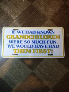 Vtg Humorous License Plate Grandchildren - Picture 1 of 4