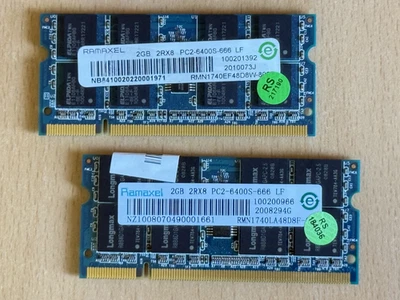 Ramaxel 4GB 2x2GB DDR2 PC2-6400S, 800MHz SO-DIMM Memory Module RMN1740EF48D8W - Image 1 of 4