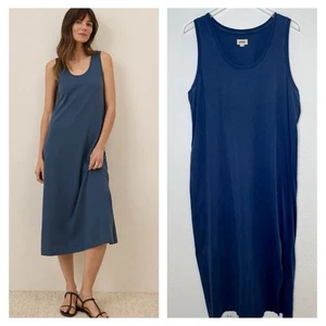 Pact Womens Tank Midi Dress Size XL French Navy Organic Cotton Cozy Sustainable - Picture 1 of 10