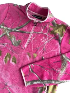 Realtree APC Pink Camouflage 1/4 Zip Pullover Womens XXL Fleece Hunting Jacket - Picture 1 of 8