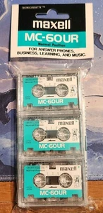 Maxell MC-60UR3-Pk Microcassette Audio Tapes Dictation Phones Answering Machine - Picture 1 of 2