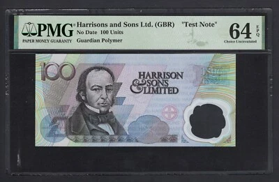 Harrisons and Sons Ltd. (GBR) 100 Units "Test Note - Polymer" UNC Grade 64 - Image 1 of 2