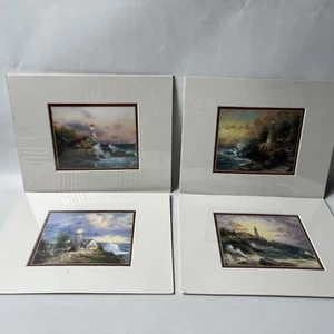 Thomas Kinkade Seaside Memories Lighthouse Accent 4 Prints Framed Matted 11x9 - Picture 1 of 9