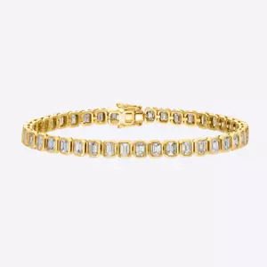Brazalete para mujer de oro amarillo de 18 quilates corte esmeralda GLI HRD diamante cultivado en laboratorio - Imagen 1 de 4