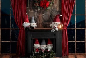 7x5ft Weihnachten Fotografie Hintergrund Weihnachtsmann Fenster Rot Vorhang Neugeborene - Bild 1 von 3