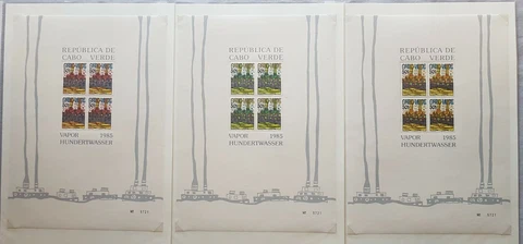 S139) Cape Verde Cabo Verde Block 7 - 9 Mint Hundertwasser Kw Cover