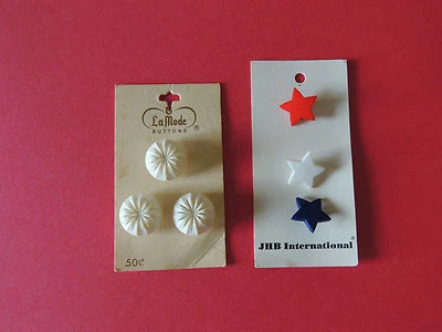 Buttons (new)(3 ) 5/8" RED, WHITE & BLUE STARS 3- 5/8" white  - Image 1 of 3