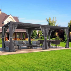 NEW 10ft x 20ft Outdoor Hardtop Gazebo: Galvanized Iron Top, Aluminum Frame, Dou - Picture 1 of 11