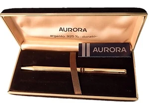 Penna AURORA a sfera Argento 925 dorato MARCO POLO anni 90 scatola certificato 8 - Foto 1 di 13