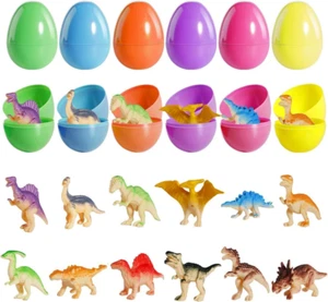12 Pack Easter Eggs Filled with Dinosaur Figures, Colorful Easter Egg Fillers, E - Picture 1 of 7