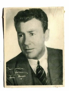 Foto de fan de estrella de cine temprana de colección TOM MOORE actor firma impresa - Imagen 1 de 2