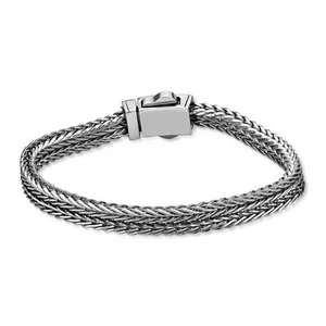 Black Ion Plated Stainless Steel Double Chevron Bracelet Jewelry - 8.5 Inch - Picture 1 of 8