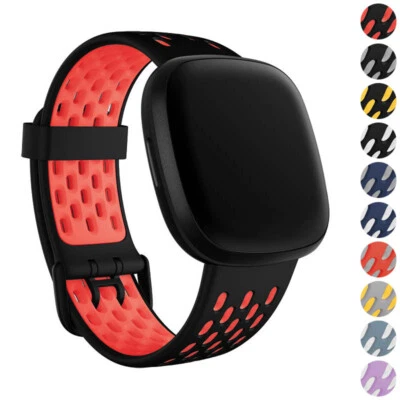 StrapsCo Two Tone Silicone Rubber Sport Watch Band Strap for Fitbit Versa 4