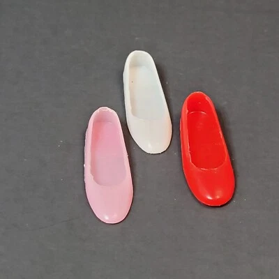 Vtg SKIPPER 1960s SINGLE SHOES Set Of 3 Replacements Red Pink White Flats JAPAN  - Image 1 of 4