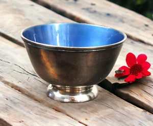 Towle Silverplate Blue Enamel Footed Bowl, 5” - Picture 1 of 6