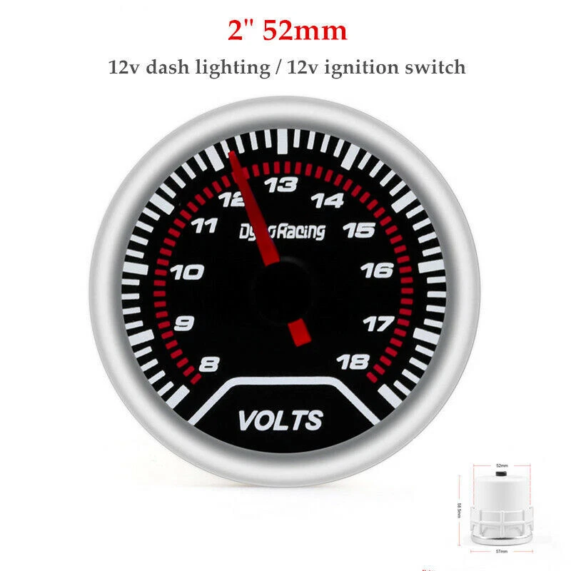 2"52mm 12V Coche Barco 8-16V Voltímetro Voltímetro Medidor de Voltaje Pieza LED Foto 1 de 4