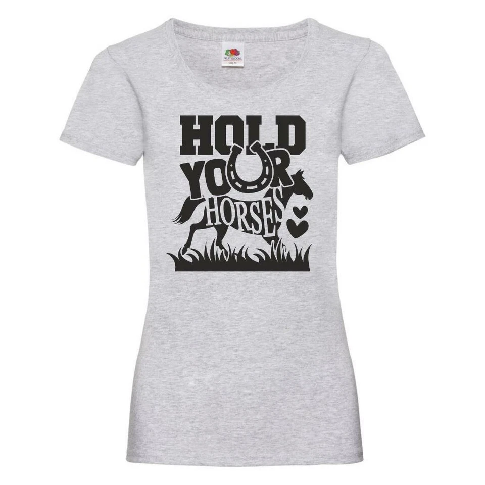 Camiseta de equitación Hold Your Horses para mujer Camiseta ecuestre de salto de trote Foto 1 de 1