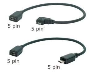 2x 1m Micro USB Prolunga, Completamente Cablato, Incl. 1x 90° Spina #1.0 - Foto 1 di 2