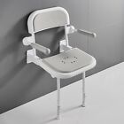 Folding Shower Seat Wall Mounted Padded Seat & Back Height Adjustable plus size
