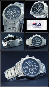 Fila Men's Watch Chronograph Stainless Steel Black Face Arabic FA4123-12 - Picture 1 of 1