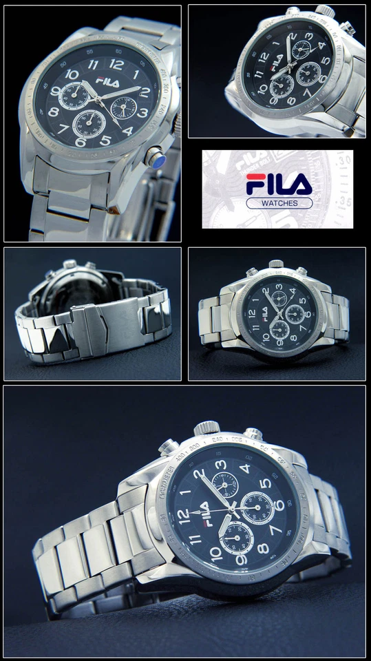 Reloj Fila Hombre Cronógrafo Acero Inoxidable Cara Negra Árabe FA4123-12 Foto 1 de 1