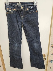 Pantalones de mezclilla azules Joey Bootcut marca True Religion para niña talla 7, desgastados - Imagen 1 de 5