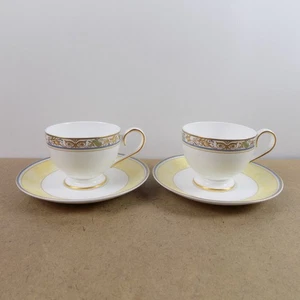 2 Heinrich Villeroy & Boch Villa Cannes Cups & Saucers Bone China VGC - Picture 1 of 3