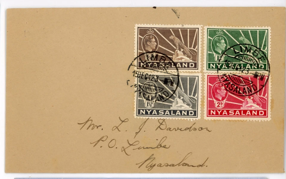 P90/09 NYASSALAND 1942 GEORGE VI JUEGO DE 4 LEOPARDO NUEVOS COLORES CUBIERTA Foto 1 de 1