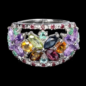 925 Sterling Silver Ring Marquise Tourmaline Amethyst Gemstone Jewelry Size 8 - Picture 1 of 14